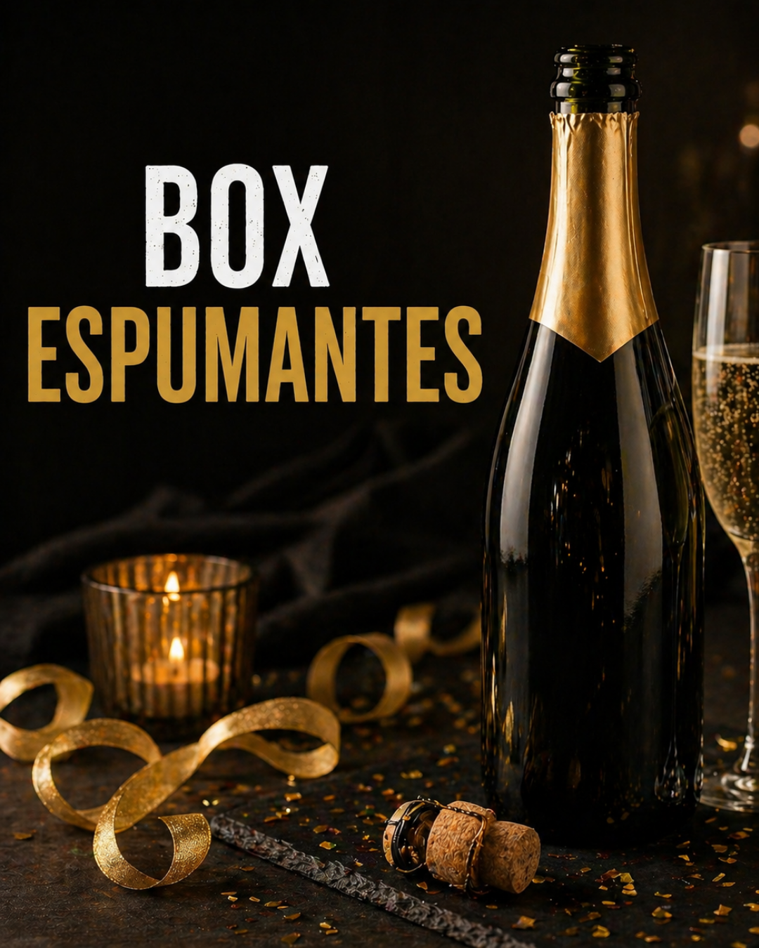 Espumante e copo preparados para uma celebração